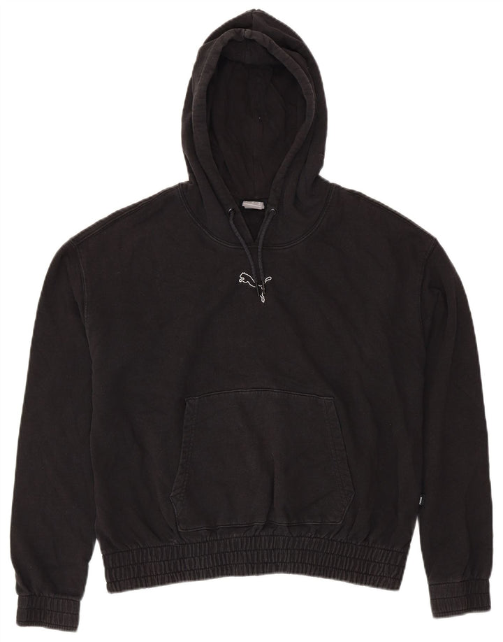 PUMA Womens Oversized Hoodie Jumper Reino Unido 14 Médio Algodão Preto