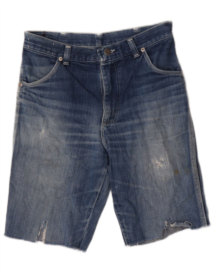 Shorts jeans feminino Wrangler desgastado W29 azul médio
