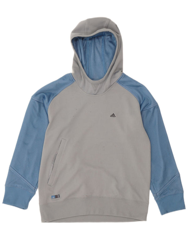 Adidas Mens Hoodie Jumper Pequeno Cinza Colorblock Poliéster