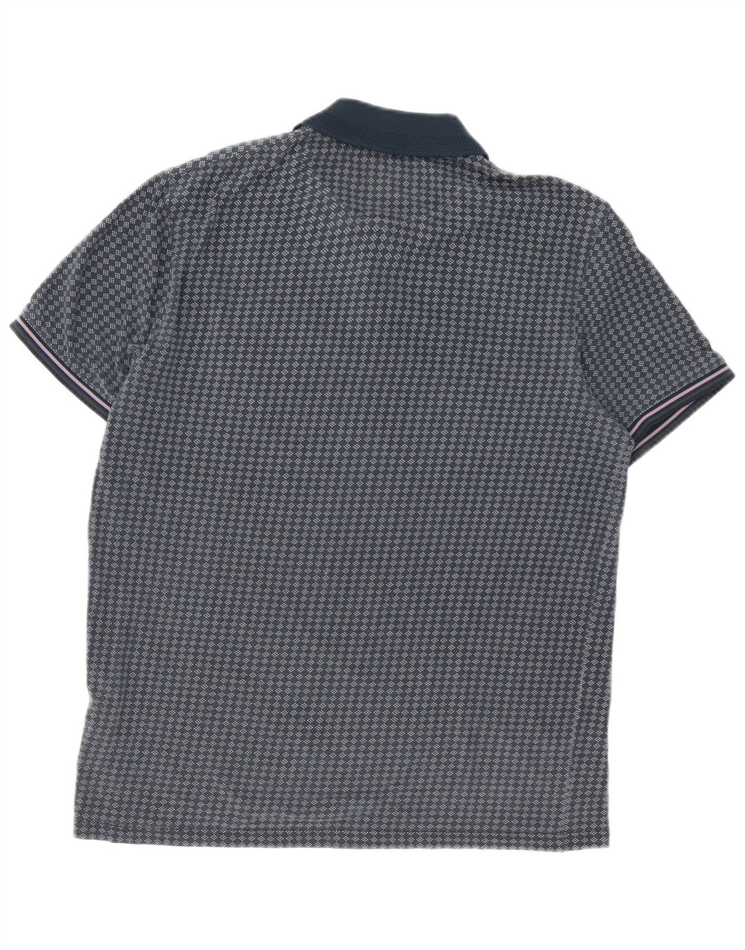 Camisa polo masculina Ted Baker tamanho 3 médio azul marinho geométrico