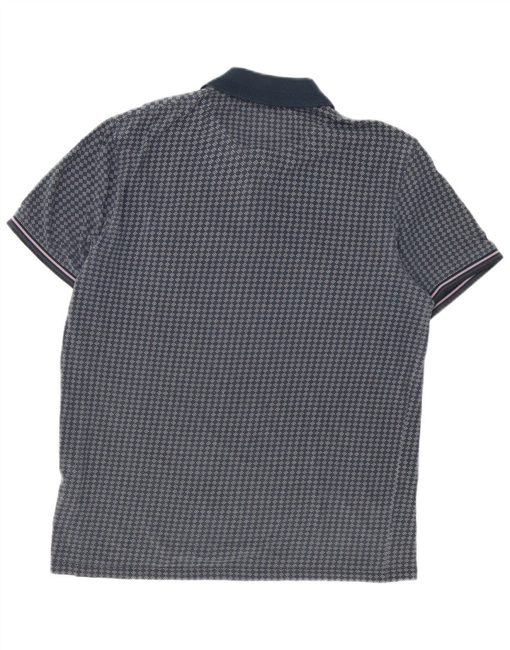 Camisa polo masculina Ted Baker tamanho 3 médio azul marinho geométrico