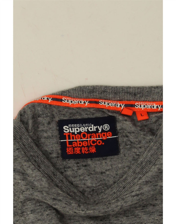 Top masculino Superdry manga comprida grande algodão manchado cinza