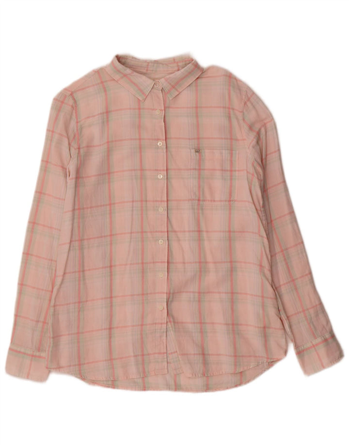 Camisa feminina Lee UK 14 algodão xadrez rosa médio