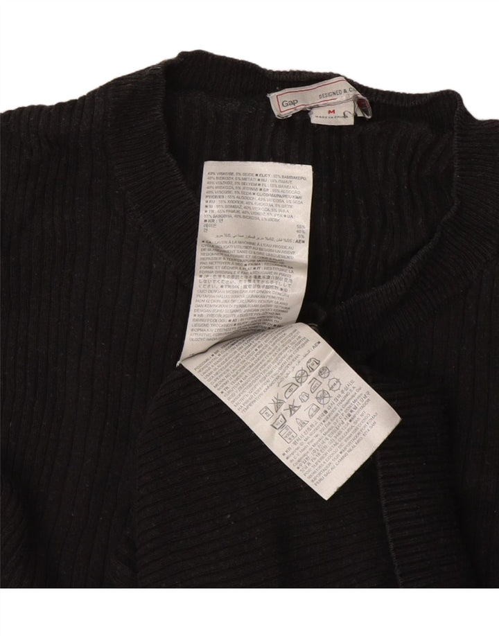 Gap Womens Knit Regular Fit Top Manga Longa Reino Unido 12 Médio Viscose Preta
