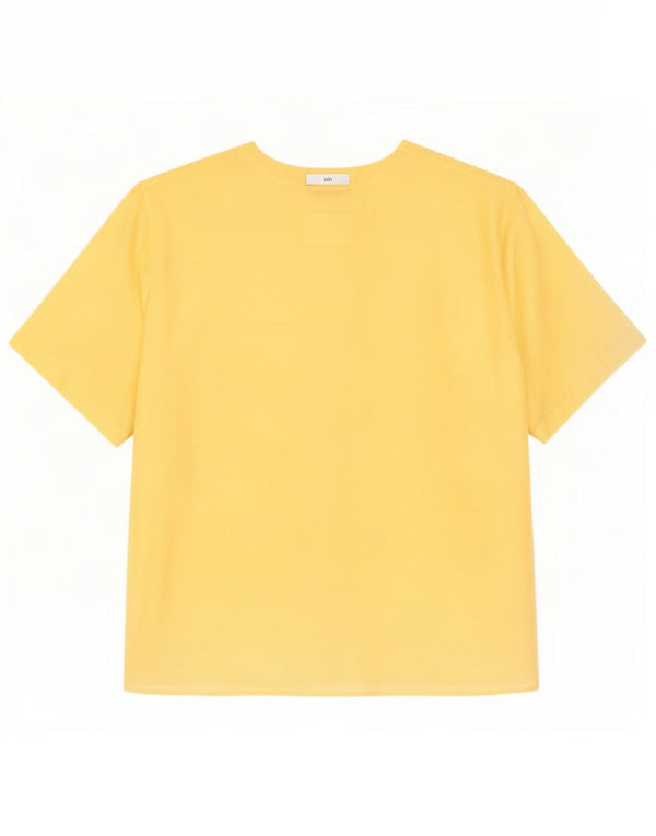 Blusa feminina vintage de manga curta UK 16 grande amarela