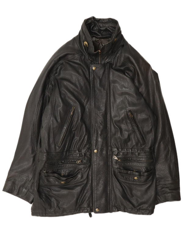 Jaqueta de couro masculina Pierre Cardin Reino Unido 42 XL preta
