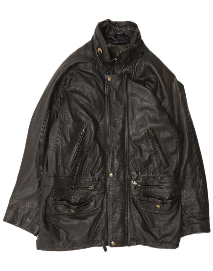 Jaqueta de couro masculina Pierre Cardin Reino Unido 42 XL preta
