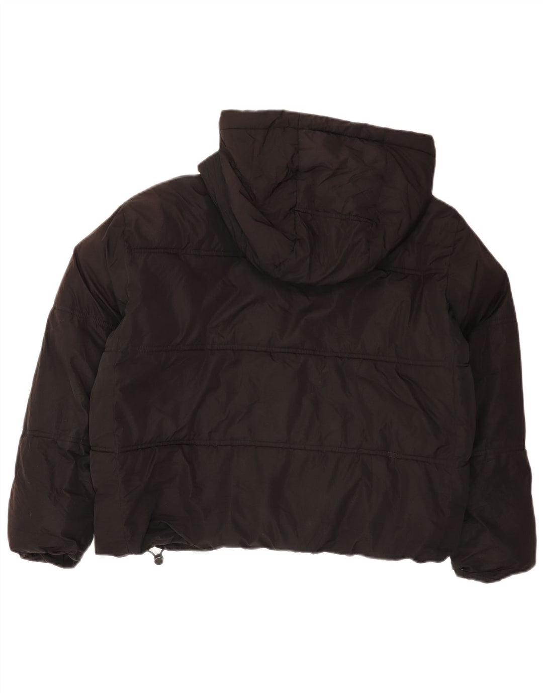 Jaqueta acolchoada com capuz grande Zara para mulher UK 14 poliéster preto médio