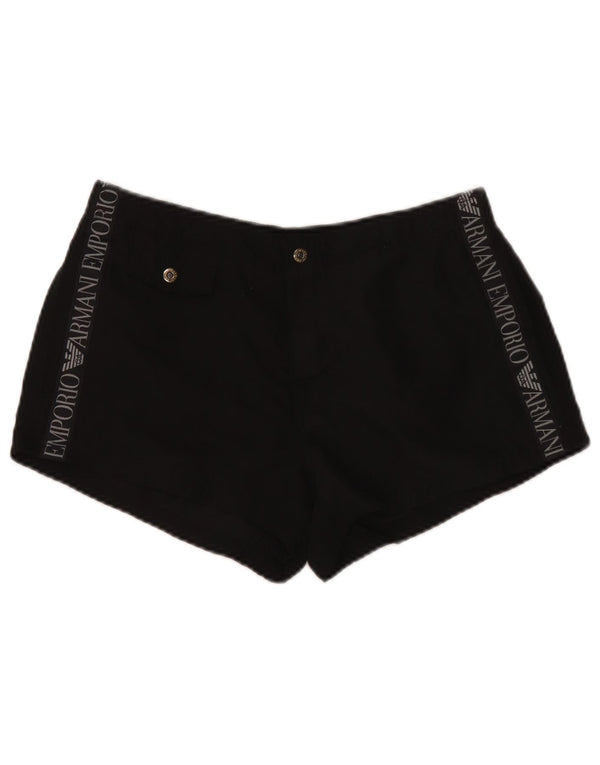 Shorts feminino casual gráfico Emporio Armani W30 poliéster preto médio