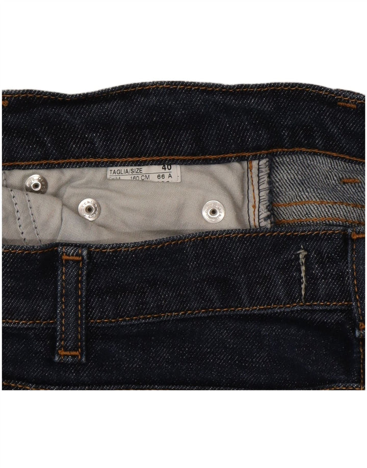 Jeans recortados femininos Benetton IT 40 pequeno W26 L25 azul marinho