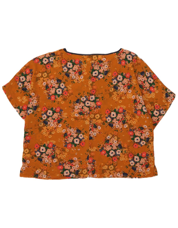 Blusa oversized feminina Marks & Spencer Reino Unido 18 XL laranja floral