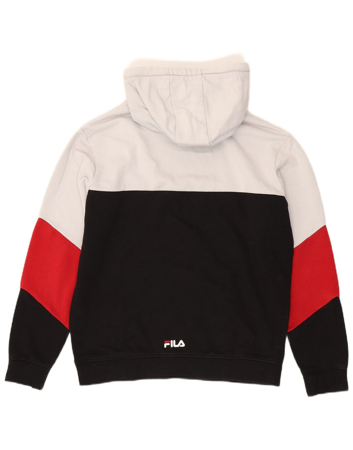 Fila Mens Hoodie Jumper Médio Preto Colourblock Algodão