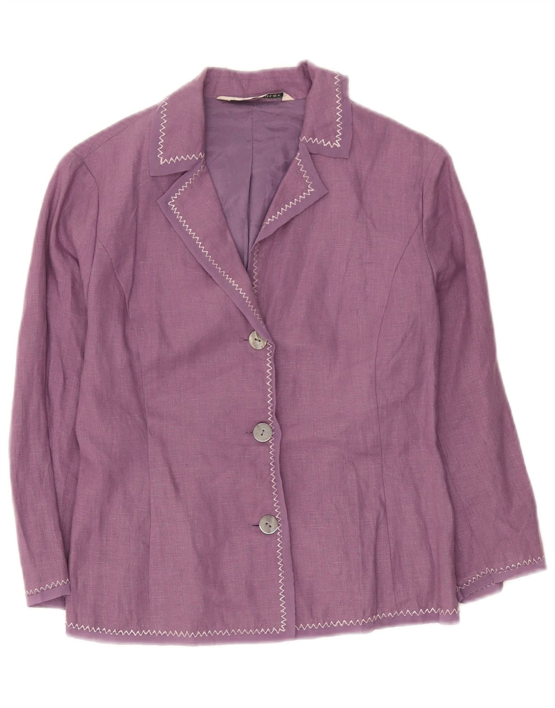 Jaqueta blazer feminina Laura Ashley com 3 botões Reino Unido 8 linho roxo pequeno
