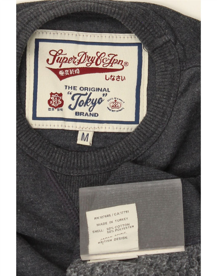 SUPERDRY moletom masculino jumper médio azul marinho algodão