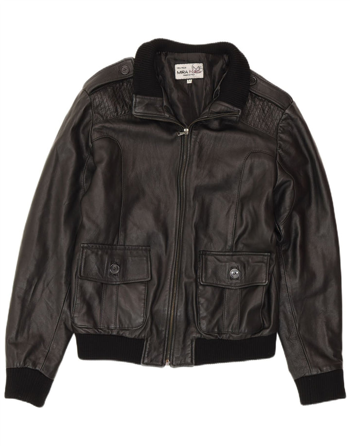 Jaqueta de couro militar masculina MIRA FURS IT 52 XL couro preto