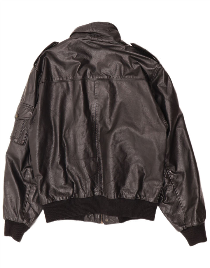 Jaqueta de couro militar masculina Paragon Reino Unido 40 couro preto grande