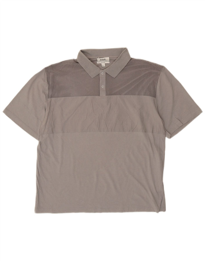 Camisa polo masculina relaxada COS grande algodão cinza