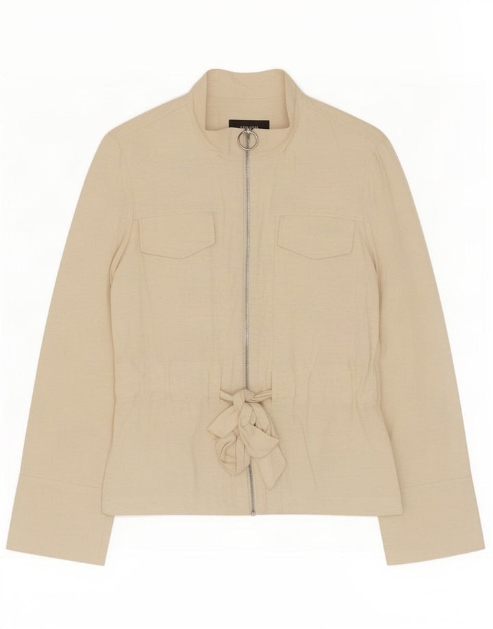 Jaqueta blazer feminina Topshop Reino Unido 10 viscose manchada bege pequena