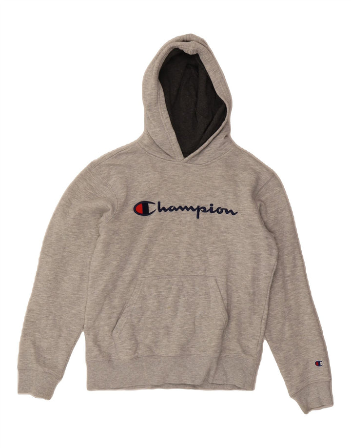 CHAMPION Womens Graphic Hoodie Jumper UK 14 Large Grey Cotton Vintage Champion and Second-Hand Champion from Messina Hembry 