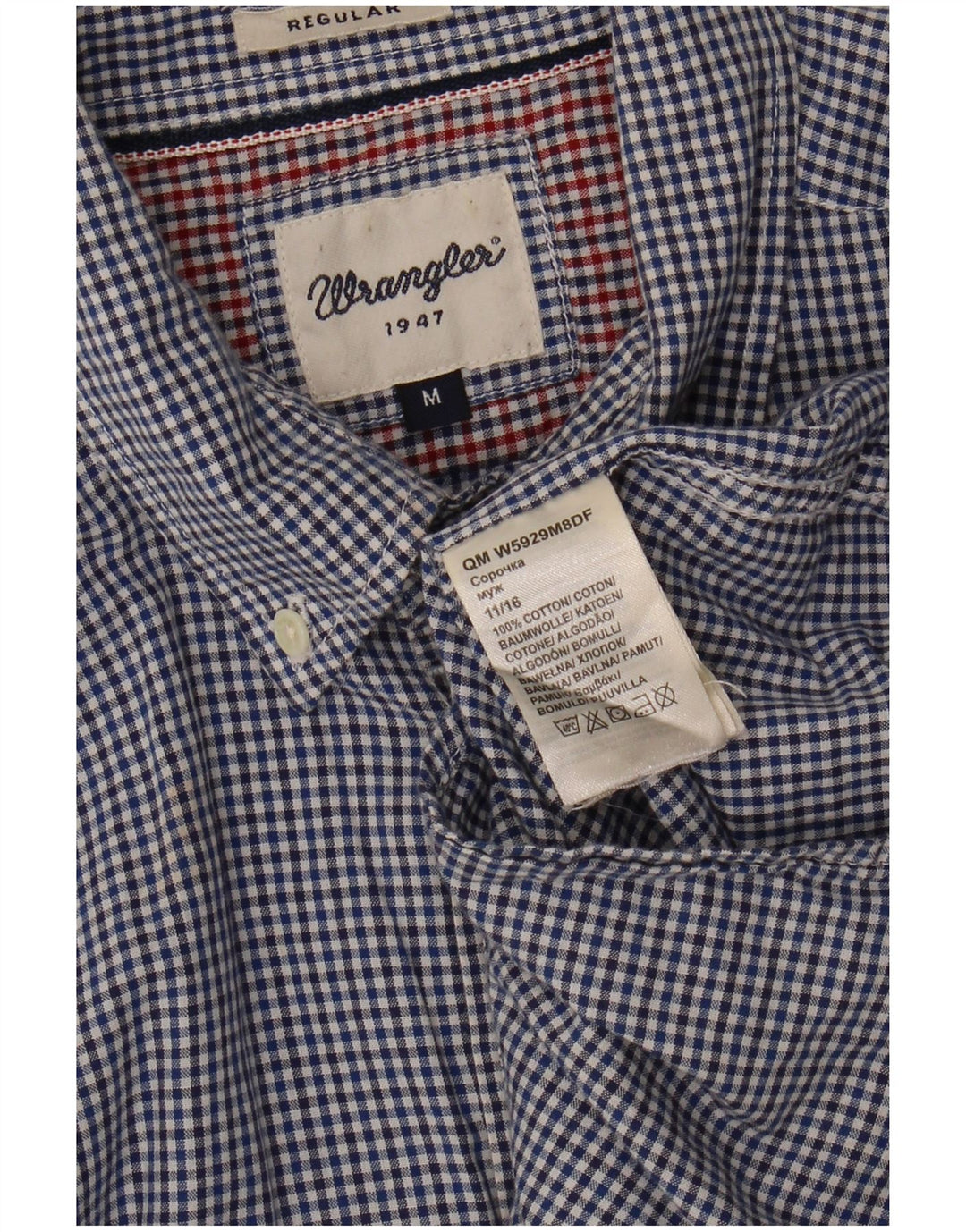 Camisa masculina de ajuste regular WRANGLER de algodão guingão azul médio