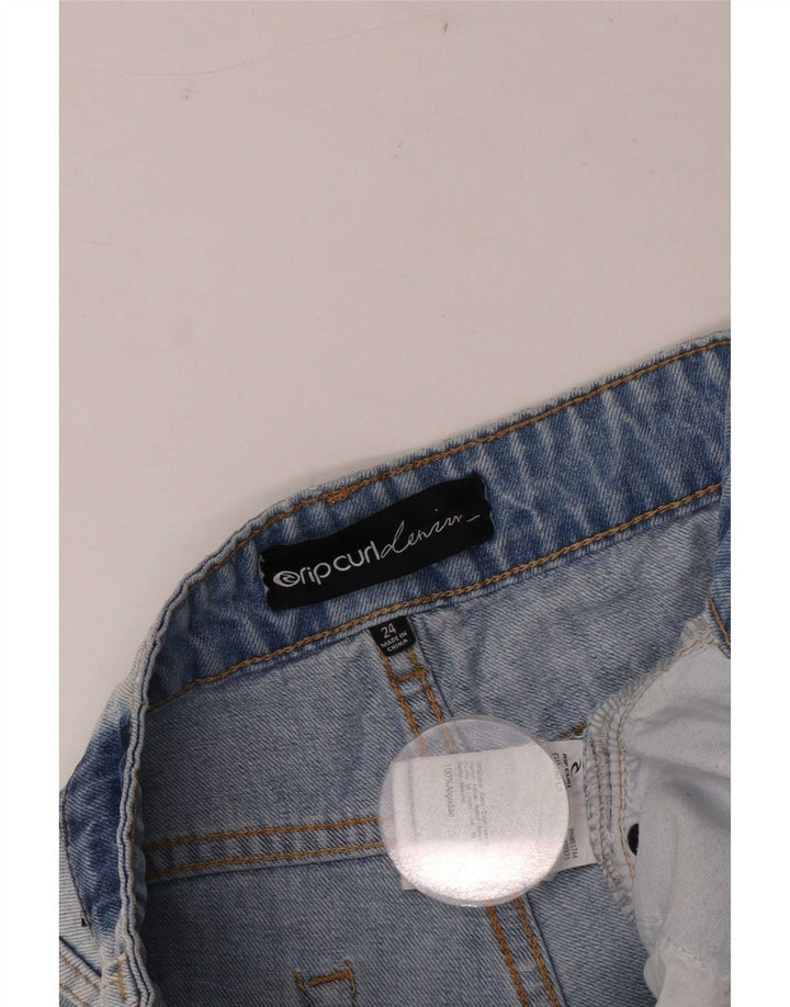 Shorts jeans feminino Rip Curl desgastado W24 XS azul algodão