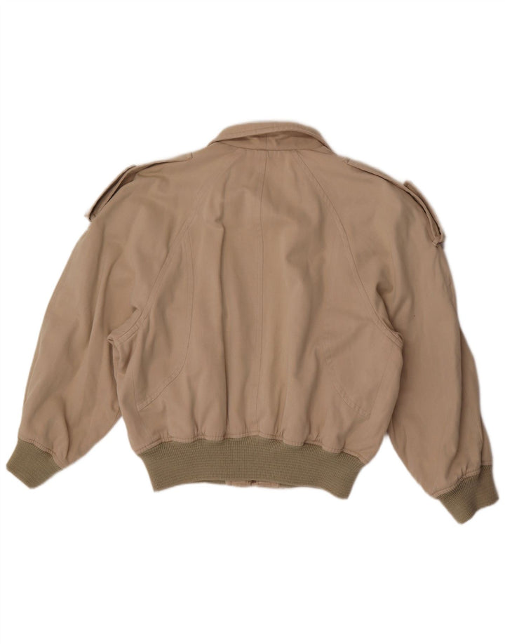 Jaqueta bomber militar masculina vintage Reino Unido 38 algodão bege médio