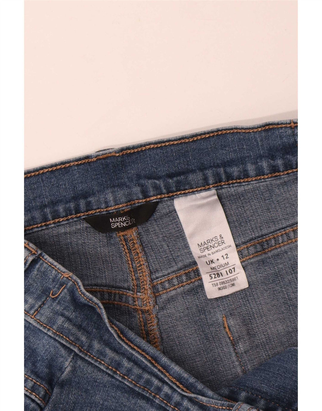 Jeans retos femininos Marks & Spencer Reino Unido 12 médio W30 L27 algodão azul