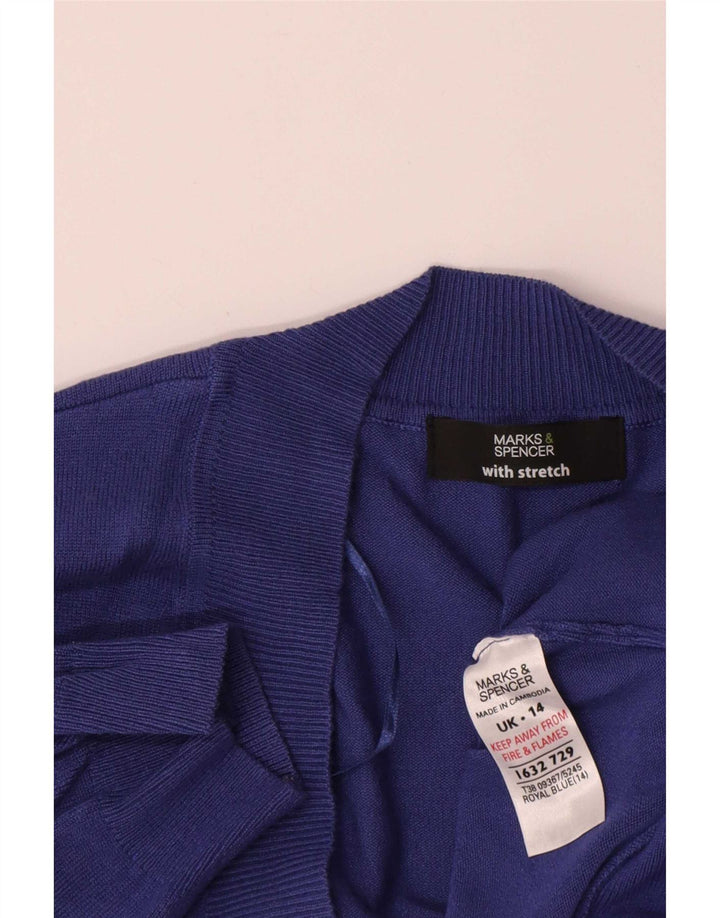 Suéter cardigã feminino de manga curta Marks & Spencer Reino Unido 14 médio azul marinho