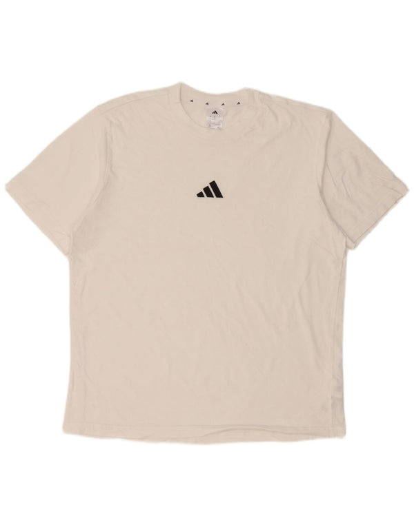 Adidas Mens Camiseta Top Grande Algodão Branco