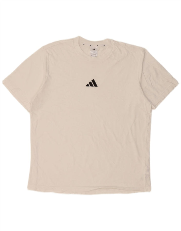 Adidas Mens Camiseta Top Grande Algodão Branco