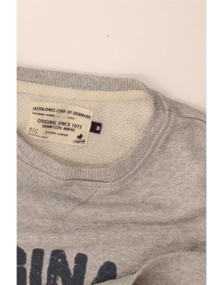 Jack & Jones moletom gráfico masculino jumper cinza médio manchado