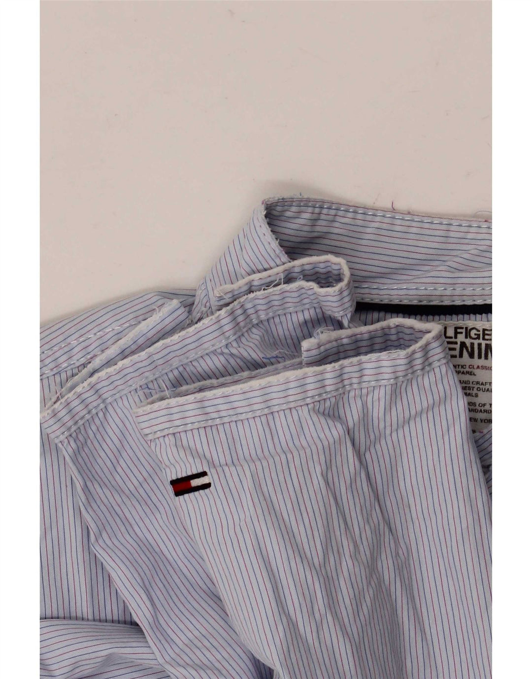 Camisa masculina Tommy Hilfiger pequena listra azul