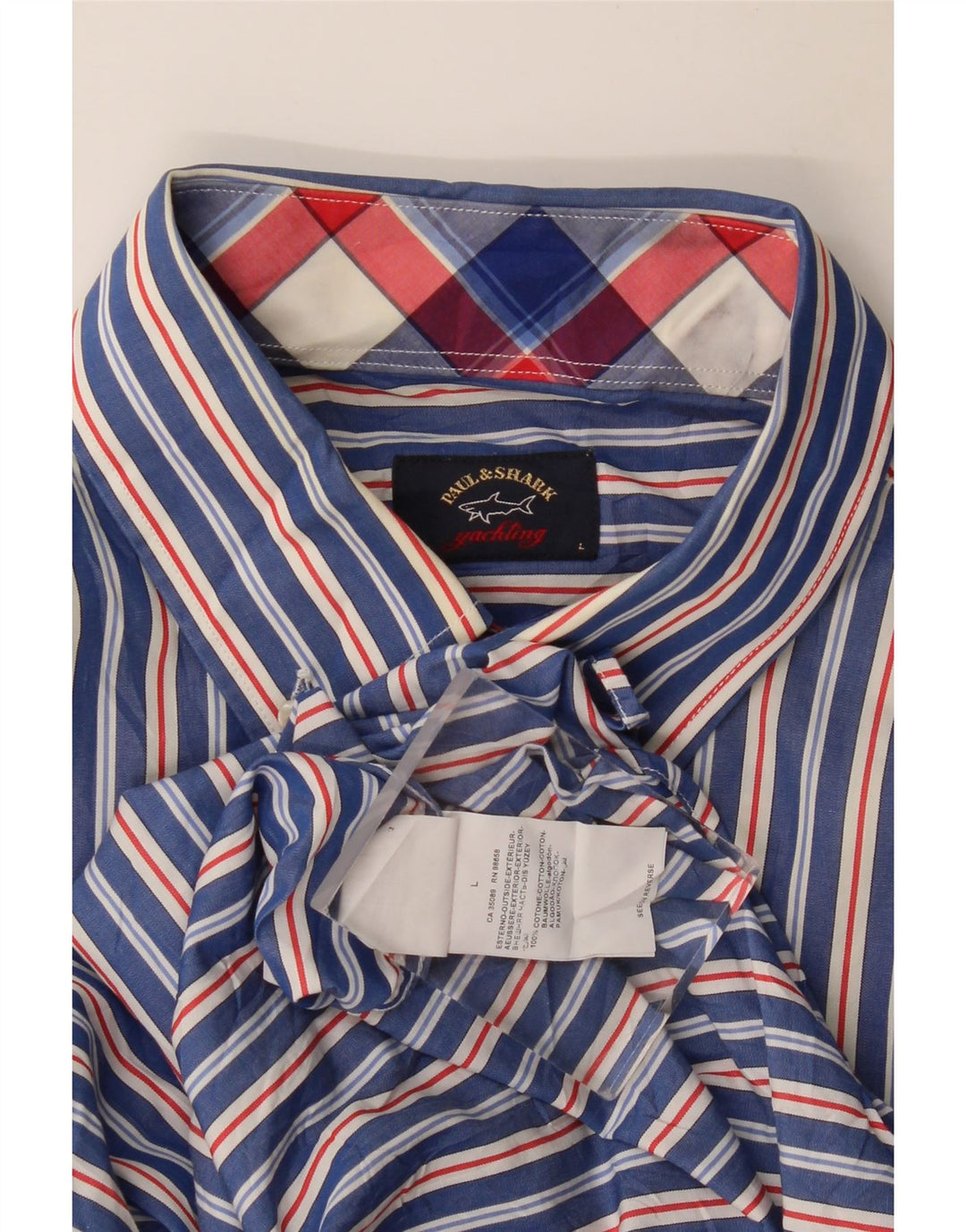 Camisa masculina de manga curta Paul & Shark grande algodão listrado azul