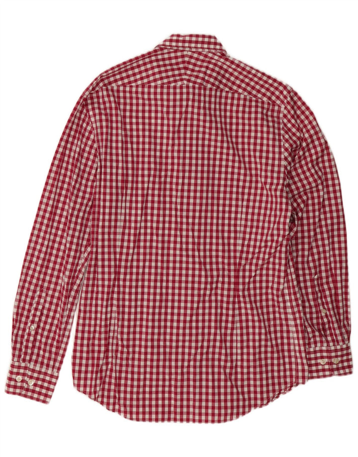 Camisa masculina extra slim fit Charles Tyrwhitt, algodão guingão vermelho médio