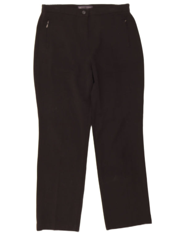 Calça feminina reta casual Marks & Spencer UK 10 pequena W28 L26 preta
