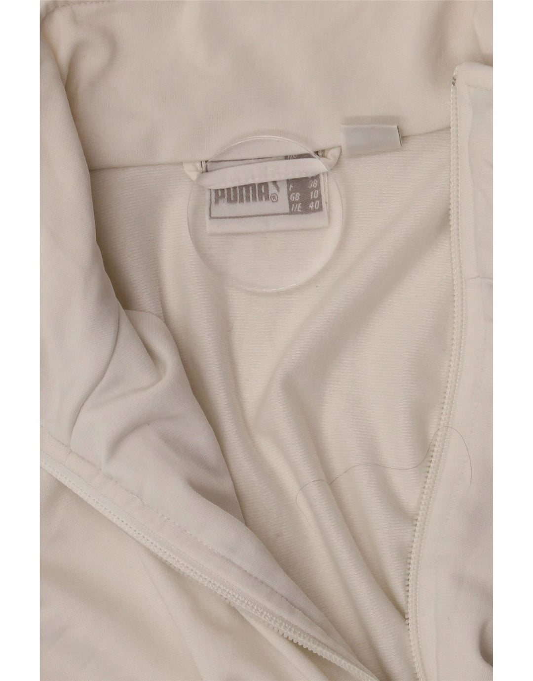 Puma Womens Tracksuit Top Jacket UK 10 Pequeno Poliéster Listrado Branco
