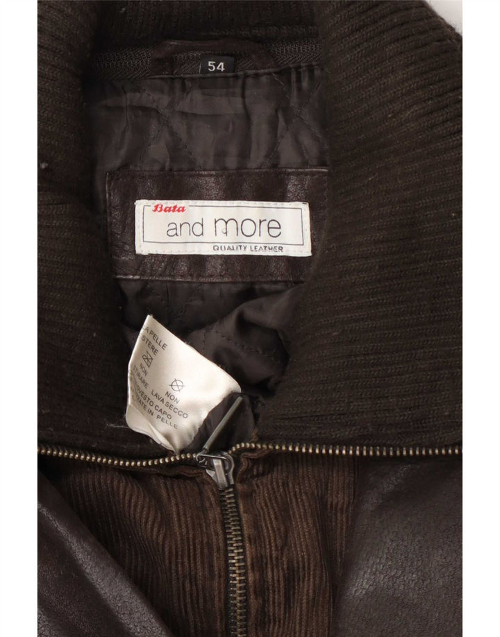 Jaqueta de couro masculina Bata IT 54 2XL marrom