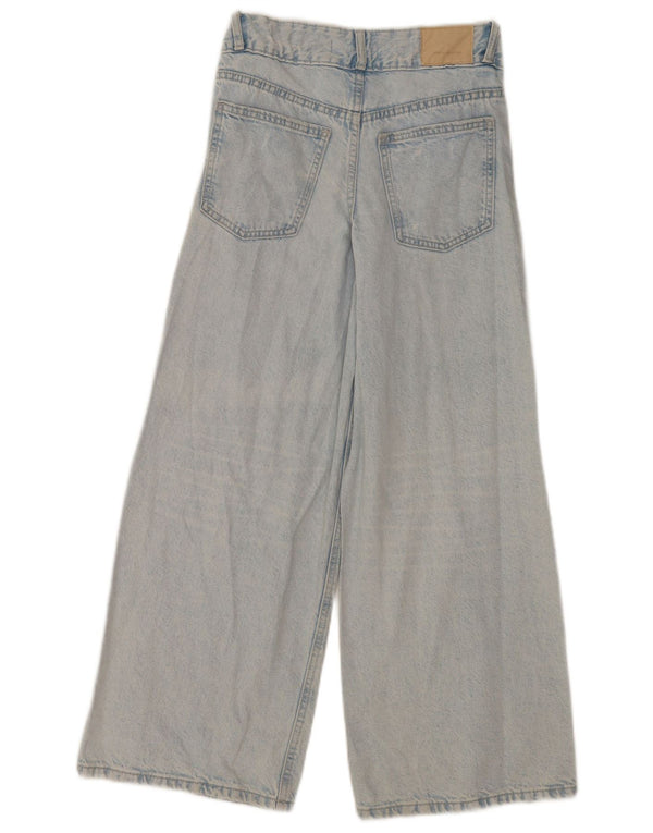 Zara Girls Jeans de perna larga desgastados 13-14 anos W26 L27 Azul