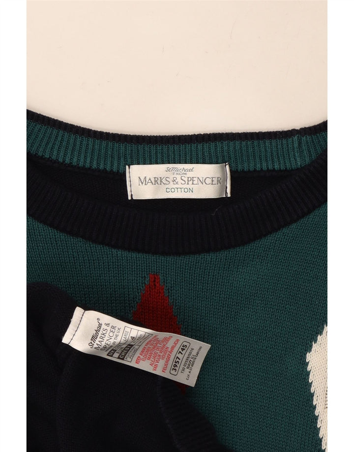 Suéter masculino MARKS & SPENCER com gola canoa grande azul marinho