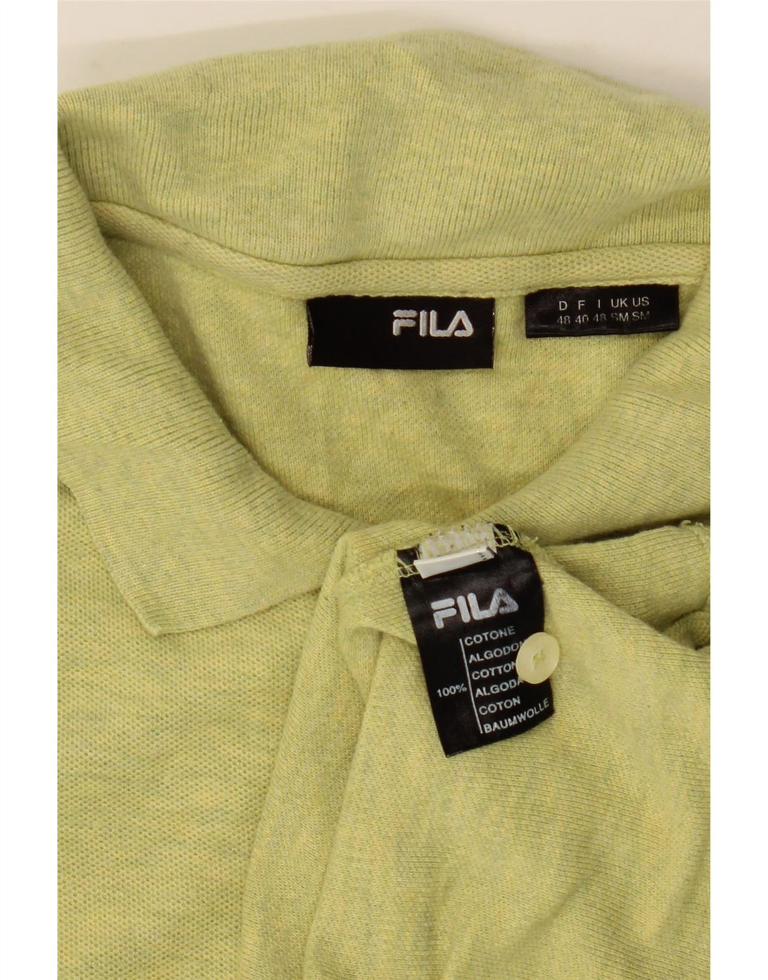 Camisa polo masculina FILA pequena algodão manchado verde