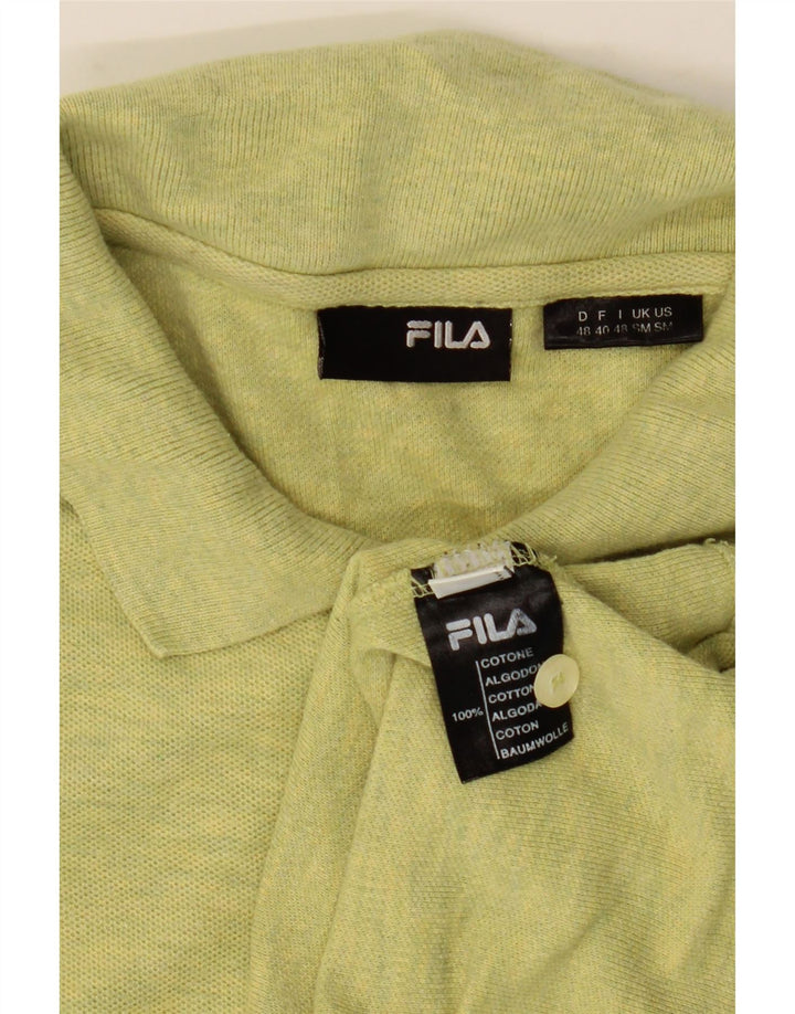 Camisa polo masculina FILA pequena algodão manchado verde