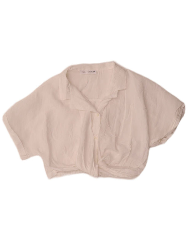 Blusa Zara Meninas Crop Shirt 11-12 Anos Branca Modal