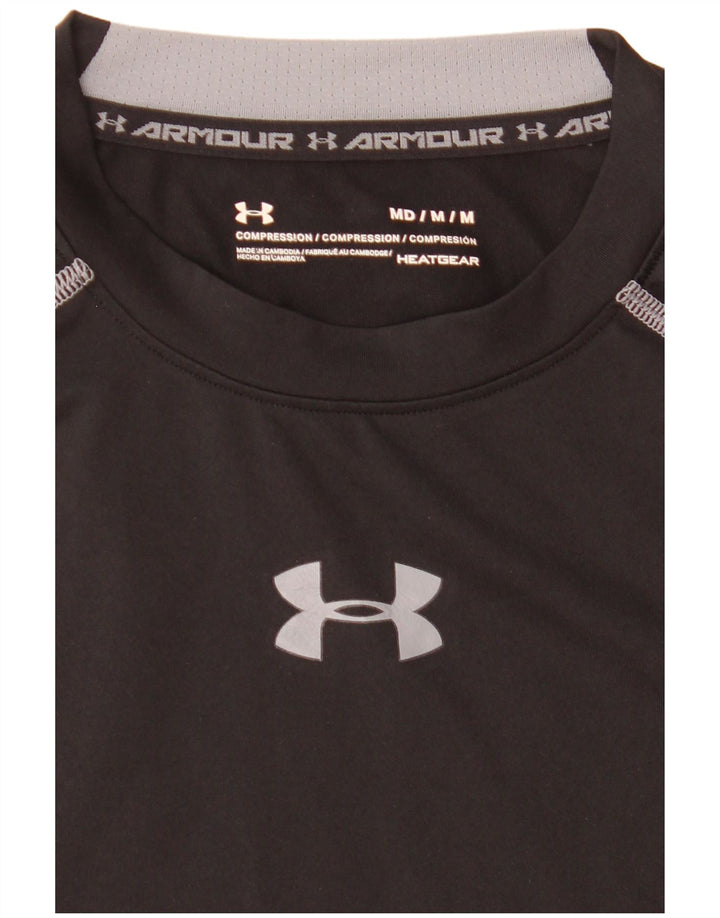 Camiseta de compressão masculina Under Armour Top médio listrado preto