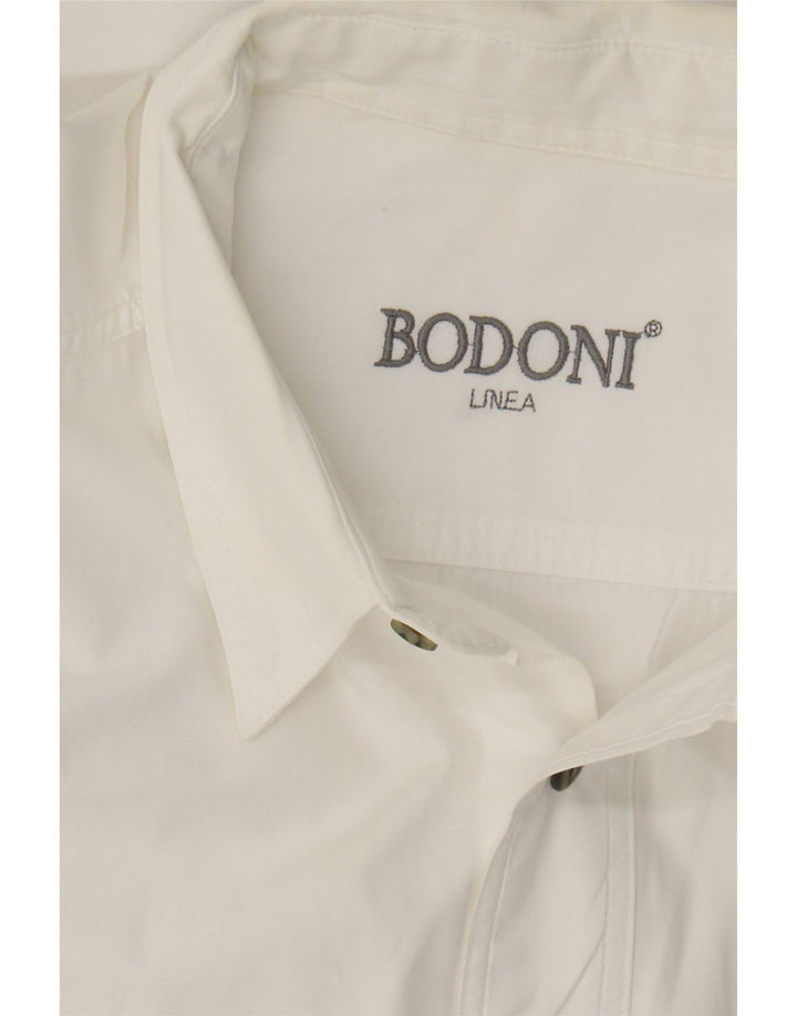 BODONI Mens Loose Fit Short Sleeve Shirt 2XL White Cotton Vintage Bodoni and Second-Hand Bodoni from Messina Hembry 