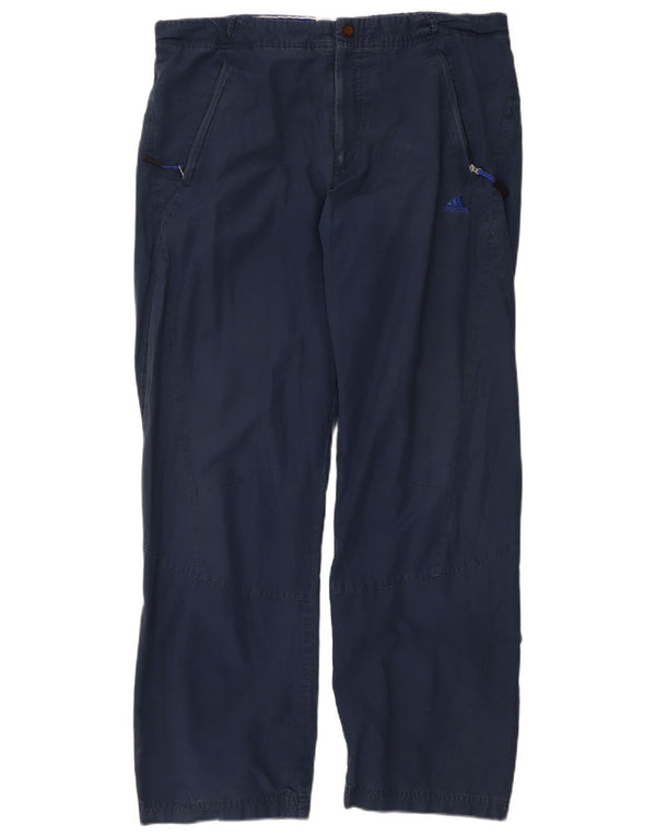 Adidas Mens Straight Chino Calças Médio W34 L30 Azul Marinho Algodão