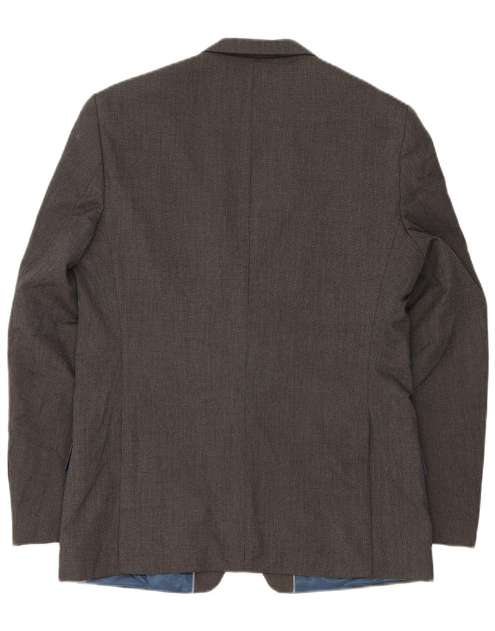 Jaqueta blazer masculina de 2 botões Marks & Spencer Reino Unido 40 poliéster cinza médio