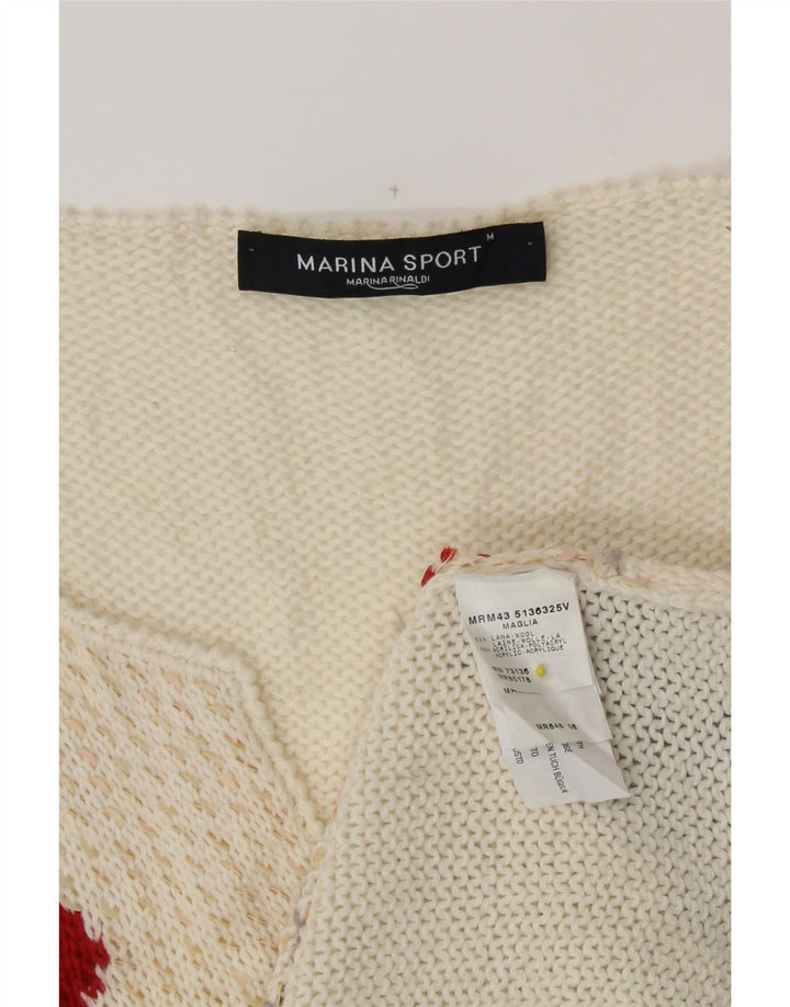 MARINA RINALDI Suéter feminino com decote em V UK 14 Médio Off White