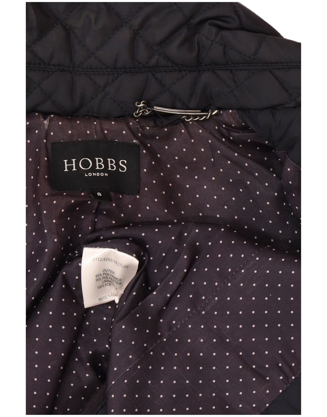 Jaqueta acolchoada feminina Hobbs UK 8 pequena poliamida azul marinho