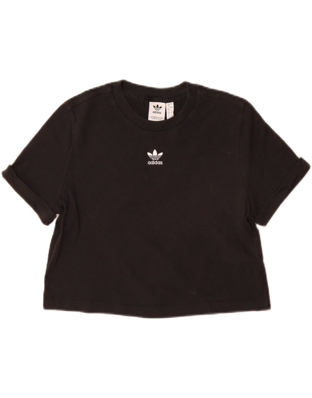 Camiseta Adidas Feminina Crop Top UK 12 Médio Algodão Preto