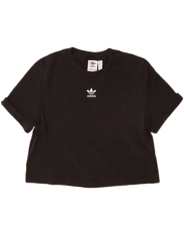 Camiseta Adidas Feminina Crop Top UK 12 Médio Algodão Preto